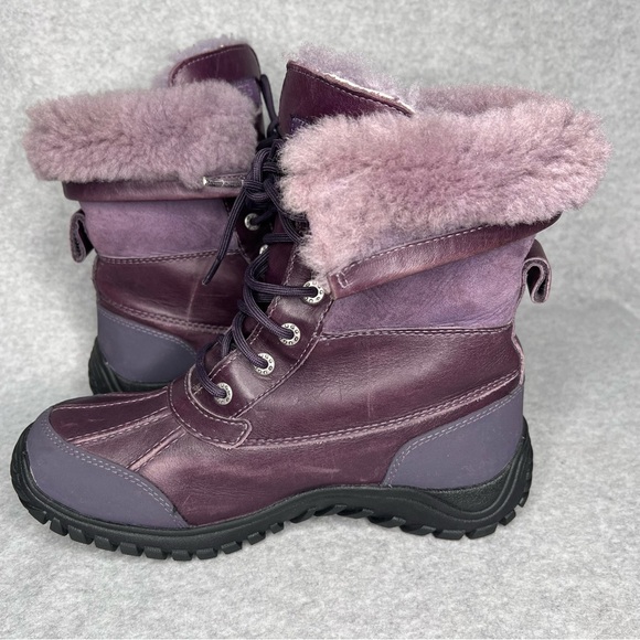 UGG Adirondack ll Leather Waterproof Vibram Winter Boots Womens 9 Purple Black - Picture 7 of 16